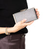 Jimmy Choo Ellipse Silver Grey Glitter Clutch Bag