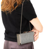 Jimmy Choo Ellipse Silver Grey Glitter Clutch Bag