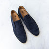 Loro Piana Open Walk Navy Suede Loafers