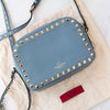 Valentino Garavani Rockstud Baby Blue Leather Camera Crossbody Bag