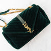 Saint Laurent Velvet Matelassé Chevron Medium Monogram Chain Bag