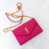 Saint Laurent Envelope Pink Leather Wallet In Chain Bag