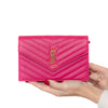 Saint Laurent Envelope Pink Leather Wallet In Chain Bag