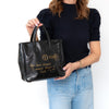 Yves Saint Laurent Rive Gauche Small Black Patent Leather Y Mail Tote Bag