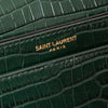 Saint Laurent Green Croc Embossed Leather Cassandra Clasp Crossbody Flap Bag