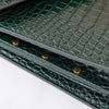Saint Laurent Green Croc Embossed Leather Cassandra Clasp Crossbody Flap Bag