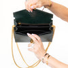 Saint Laurent Green Croc Embossed Leather Cassandra Clasp Crossbody Flap Bag