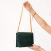 Saint Laurent Green Croc Embossed Leather Cassandra Clasp Crossbody Flap Bag