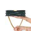 Saint Laurent Green Croc Embossed Leather Cassandra Clasp Crossbody Flap Bag