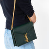 Saint Laurent Green Croc Embossed Leather Cassandra Clasp Crossbody Flap Bag