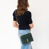 Saint Laurent Green Croc Embossed Leather Cassandra Clasp Crossbody Flap Bag