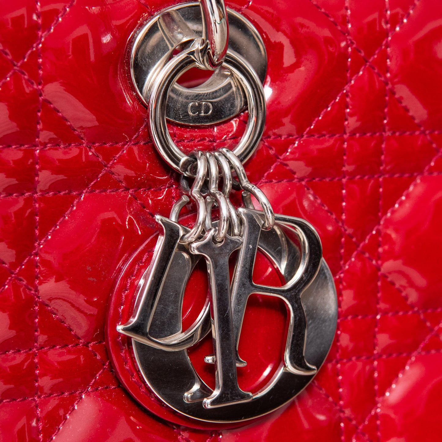 Lady Dior Large Red Patent Leather Bag
