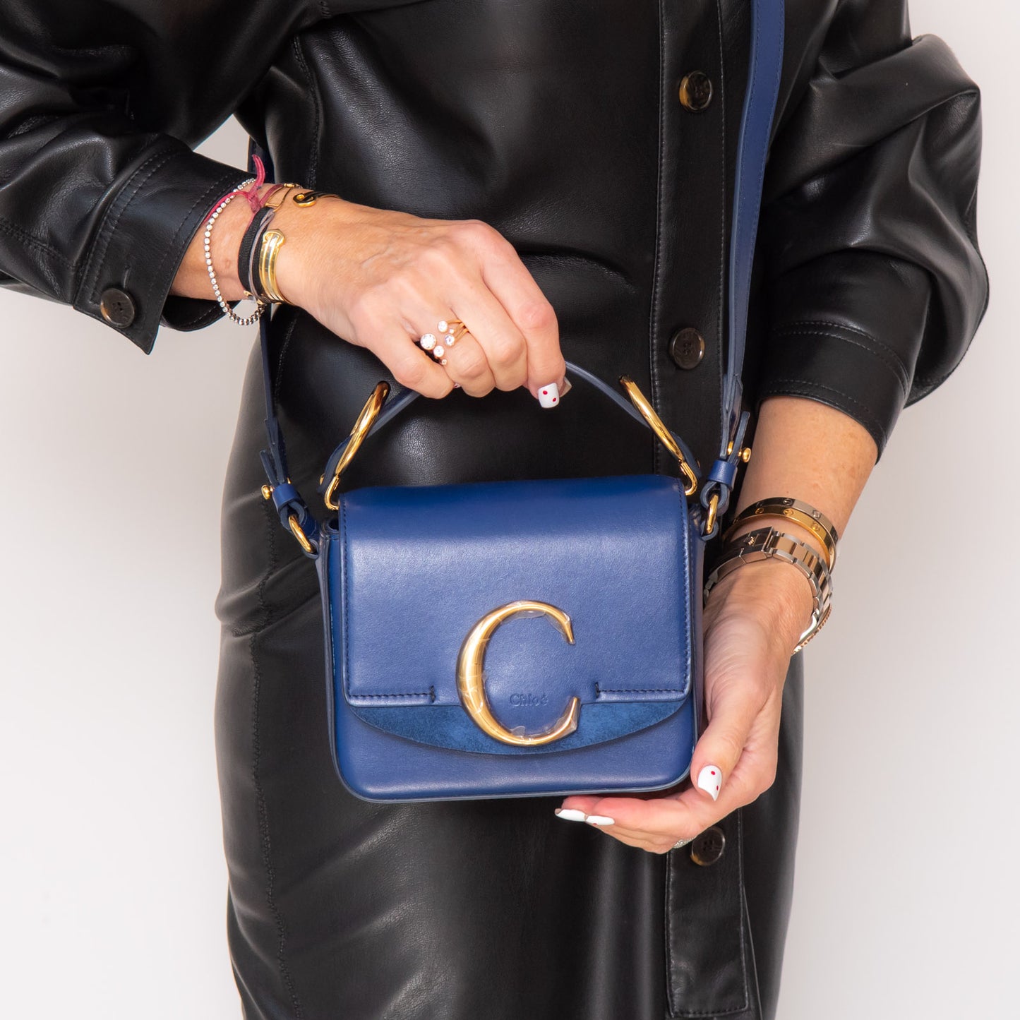 Chloe Captive Blue Mini C Logo Crossbody Bag