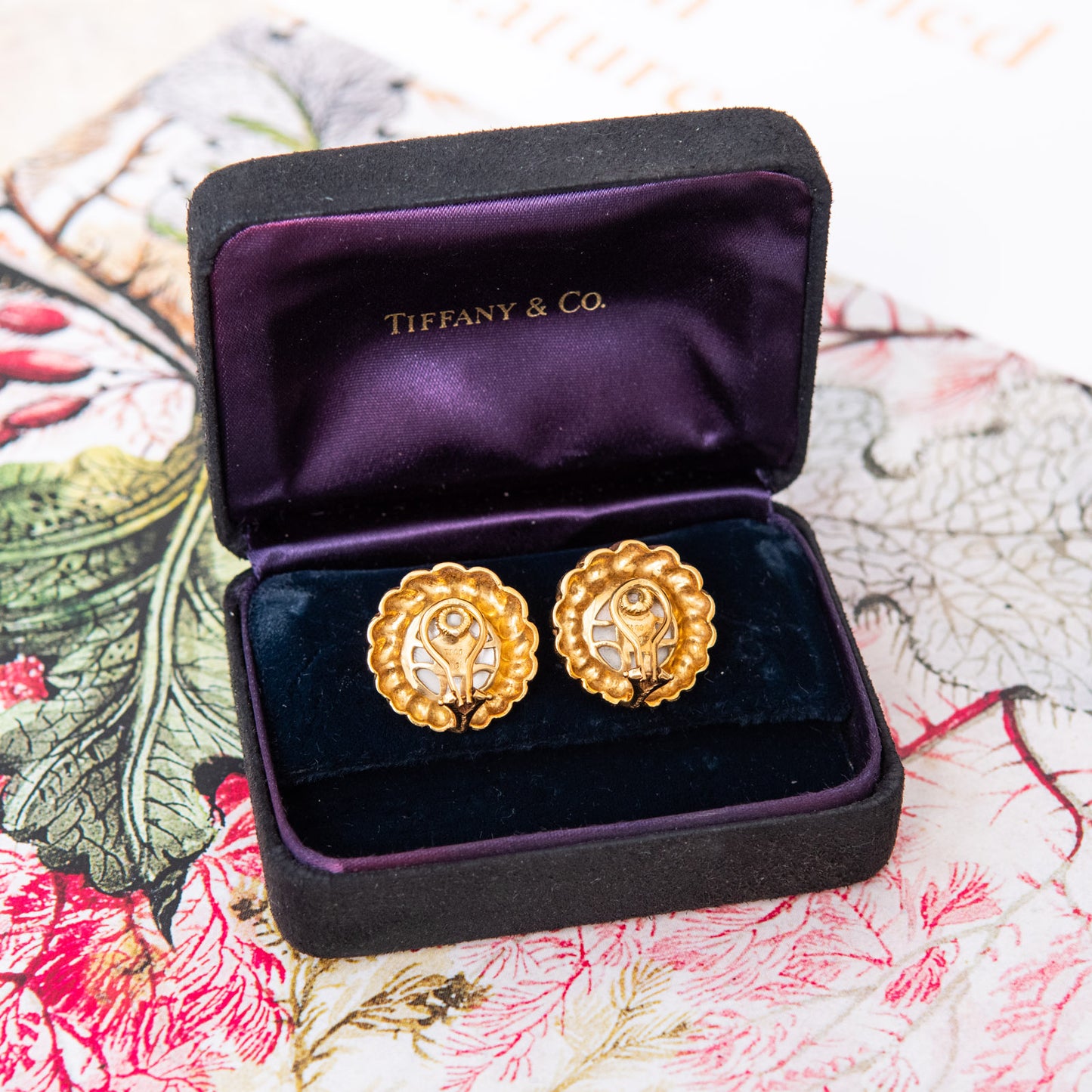 Tiffany Clip On Mabe Pearl And Gold Earrings