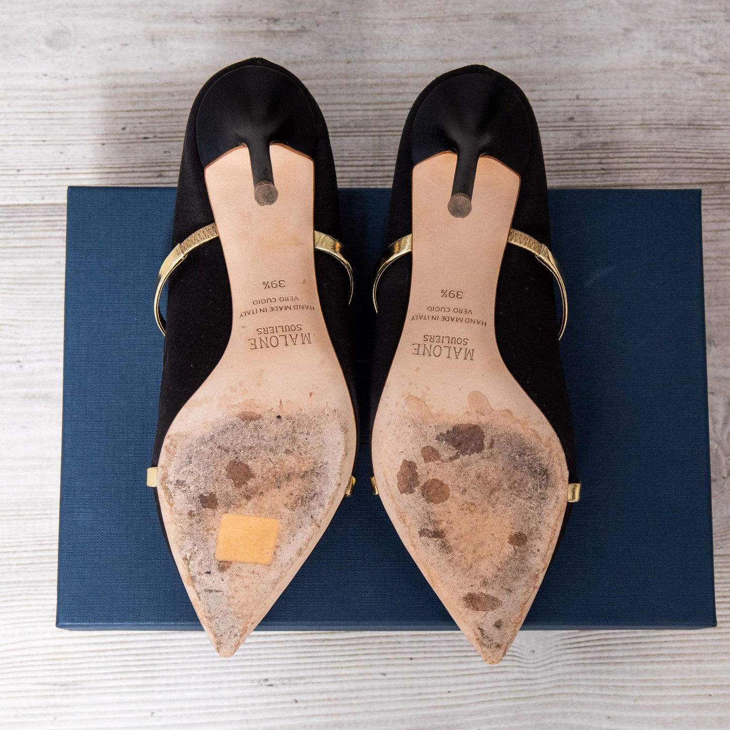 Malone Souliers Black Satin Heels 100 Size 39.5