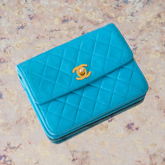 Chanel Turquoise Clutch On Chain Bag