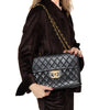 Chanel Vintage Black Single Flap Jumbo Bag