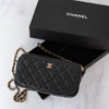 Chanel Black Caviar Leather Double Zip Crossbody Bag