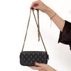 Chanel Black Caviar Leather Double Zip Crossbody Bag