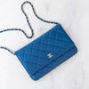 Chanel Blue Lambskin Leather Wallet On Chain Bag