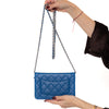 Chanel Blue Lambskin Leather Wallet On Chain Bag