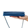 Chanel Blue Lambskin Leather Wallet On Chain Bag