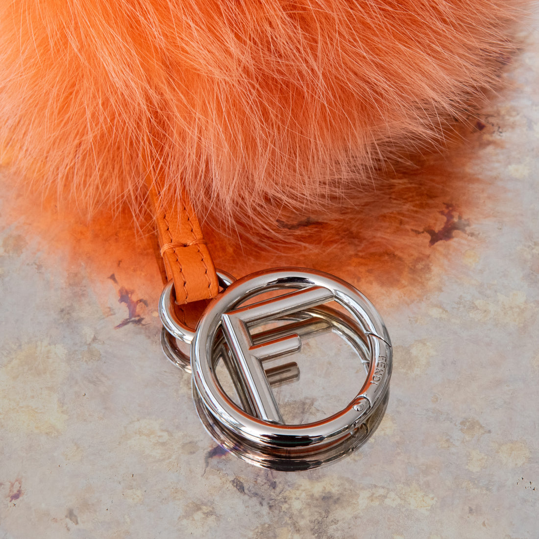  Fendi Orange Fur Pom Pom Key Ring - EVEYSPRELOVED