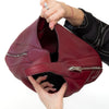Prada Burgundy Cervo Zip Around Hobo Bag