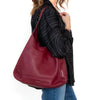 Prada Burgundy Cervo Zip Around Hobo Bag