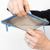 Smythson Multi Zip Travel Leather Wallet in Periwinkle Blue Grained Leather