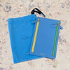 Smythson Multi Zip Travel Leather Wallet in Periwinkle Blue Grained Leather