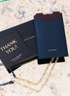 Strathberry Burgundy And Navy Leather Phone Holder On Chain - EVEYSPRELOVED