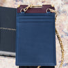 Strathberry Burgundy And Navy Leather Phone Holder On Chain - EVEYSPRELOVED