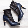 Chanel Black And Blue Leather Ankle Boots Size 40 - EVEYSPRELOVED