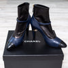 Chanel Black And Blue Leather Ankle Boots Size 40 - EVEYSPRELOVED
