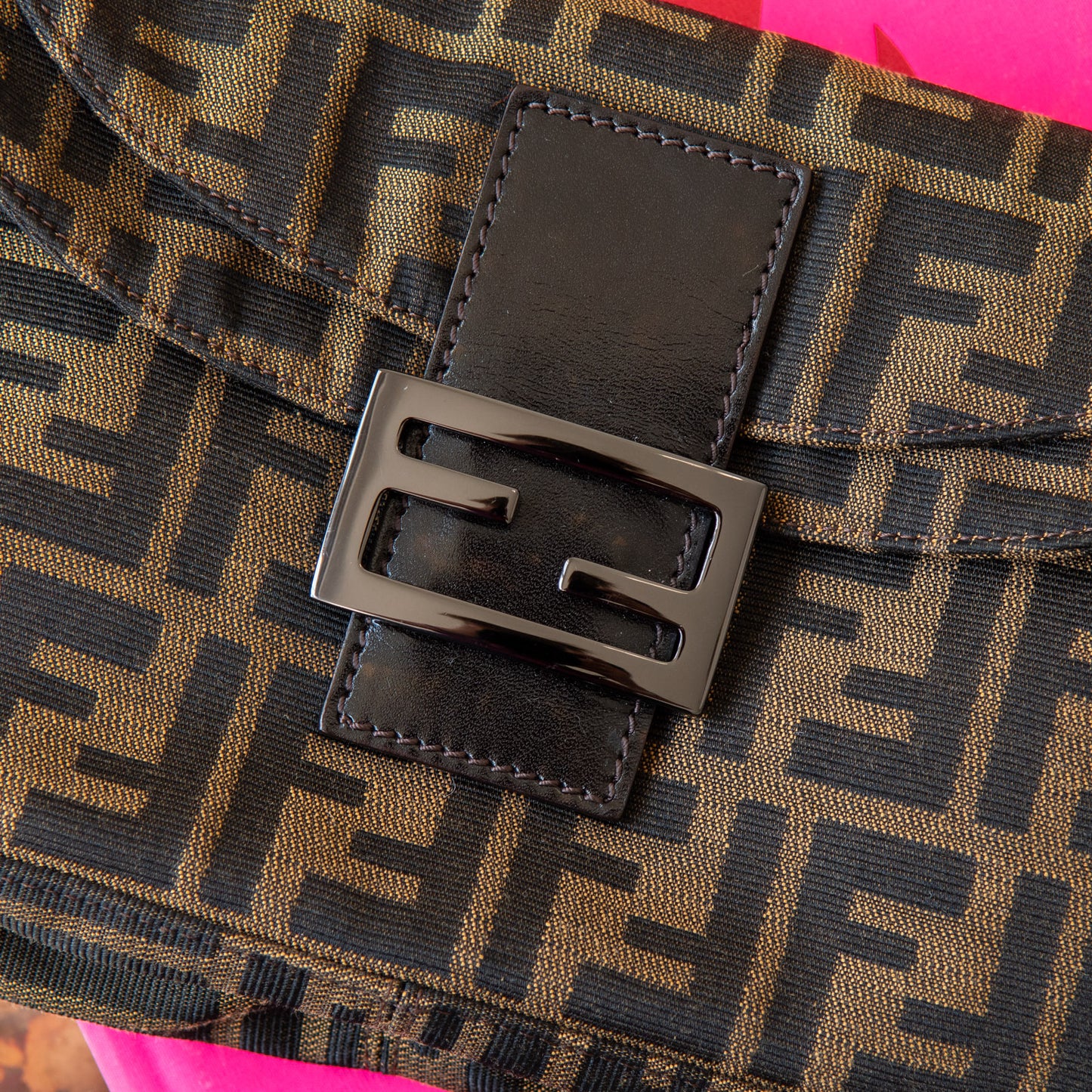 Fendi Small Brown Monogram Baguette Bag