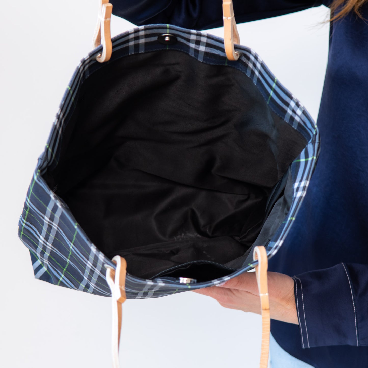 Burberry Navy Check Tote Bag