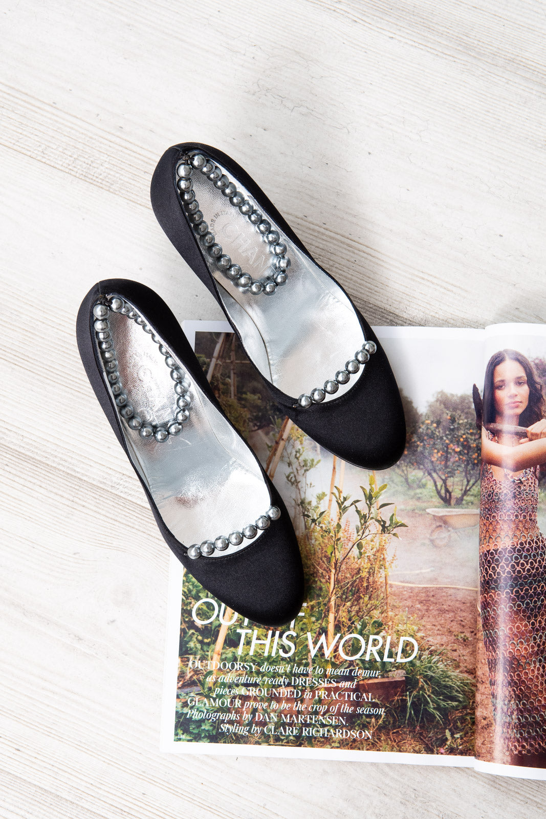Chanel Blue Black Satin Pumps
