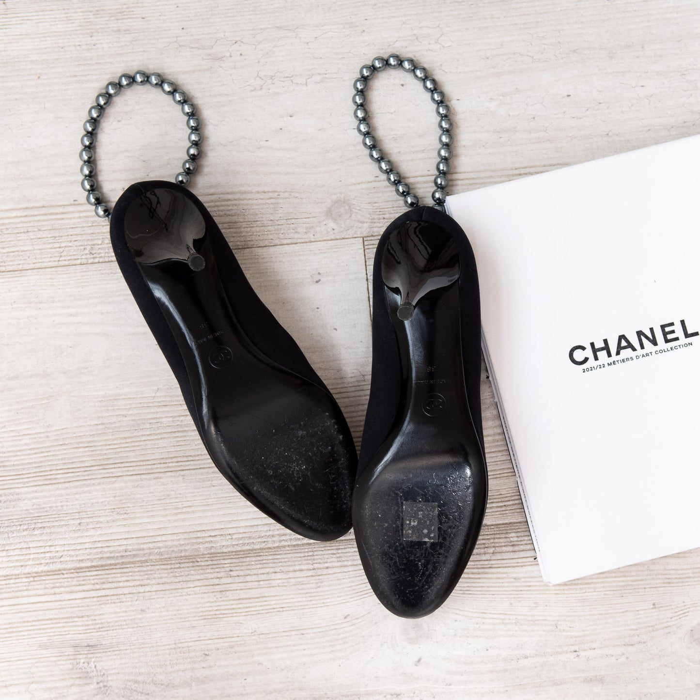 Chanel Blue Black Satin Pumps