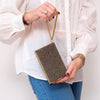 Jimmy Choo Bronze Satin Clutch Micro Crystals - EVEYSPRELOVED