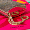 Jimmy Choo Bronze Satin Clutch Micro Crystals - EVEYSPRELOVED