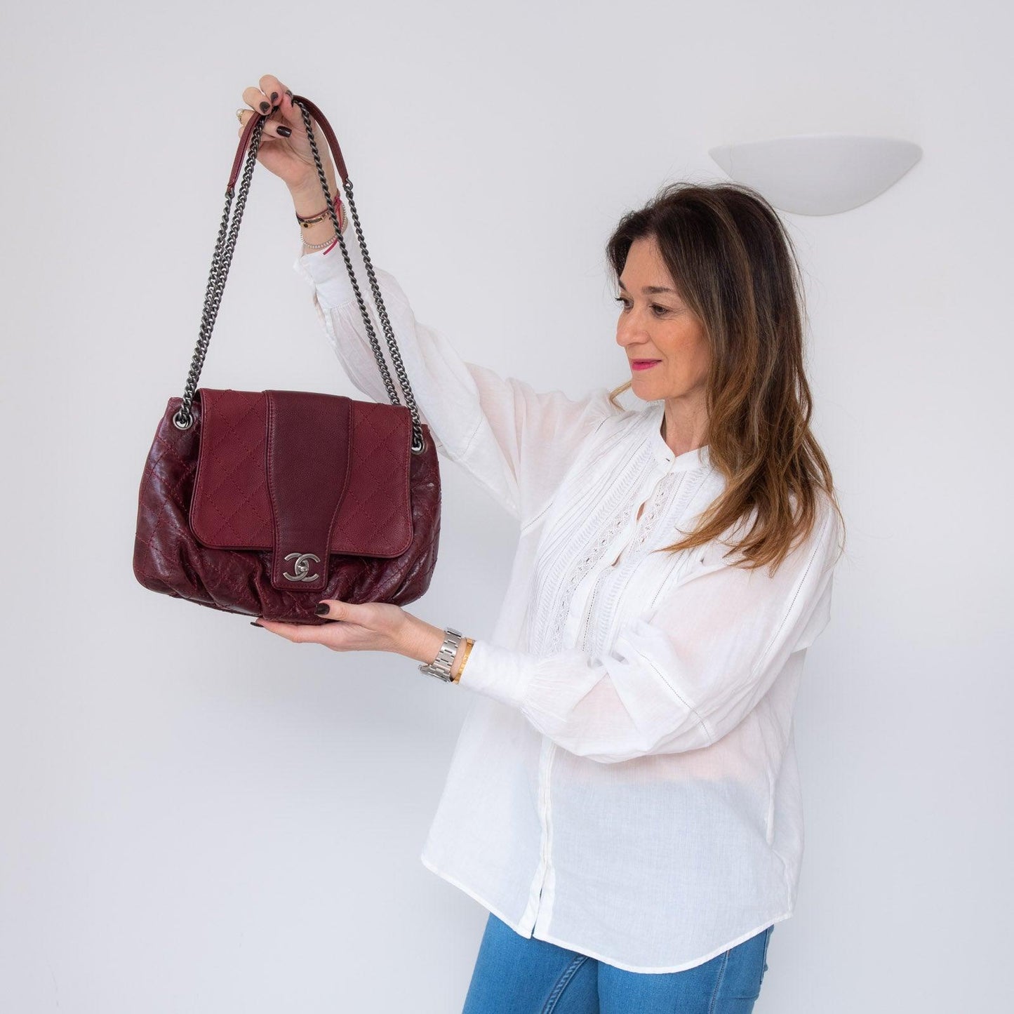 Chanel Burgundy Accordion Messenger Bag