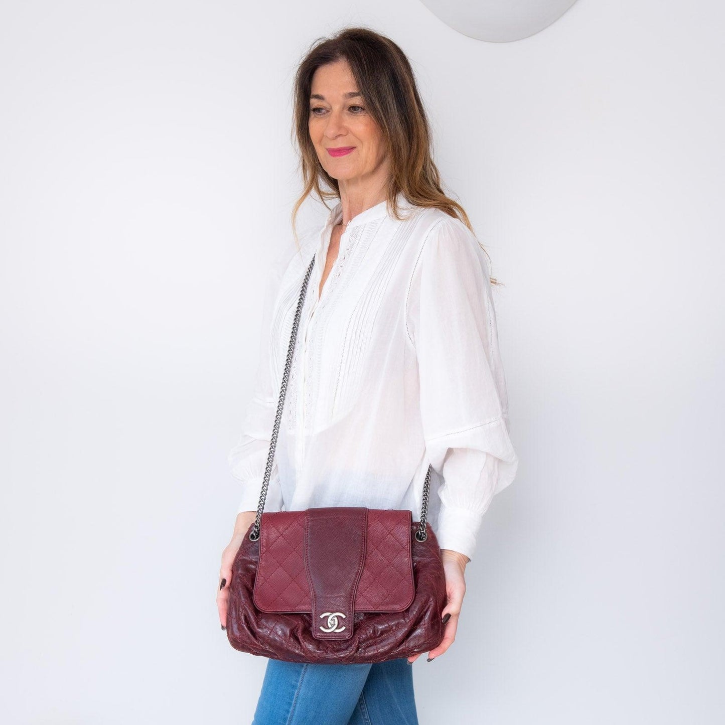 Chanel Burgundy Accordion Messenger Bag
