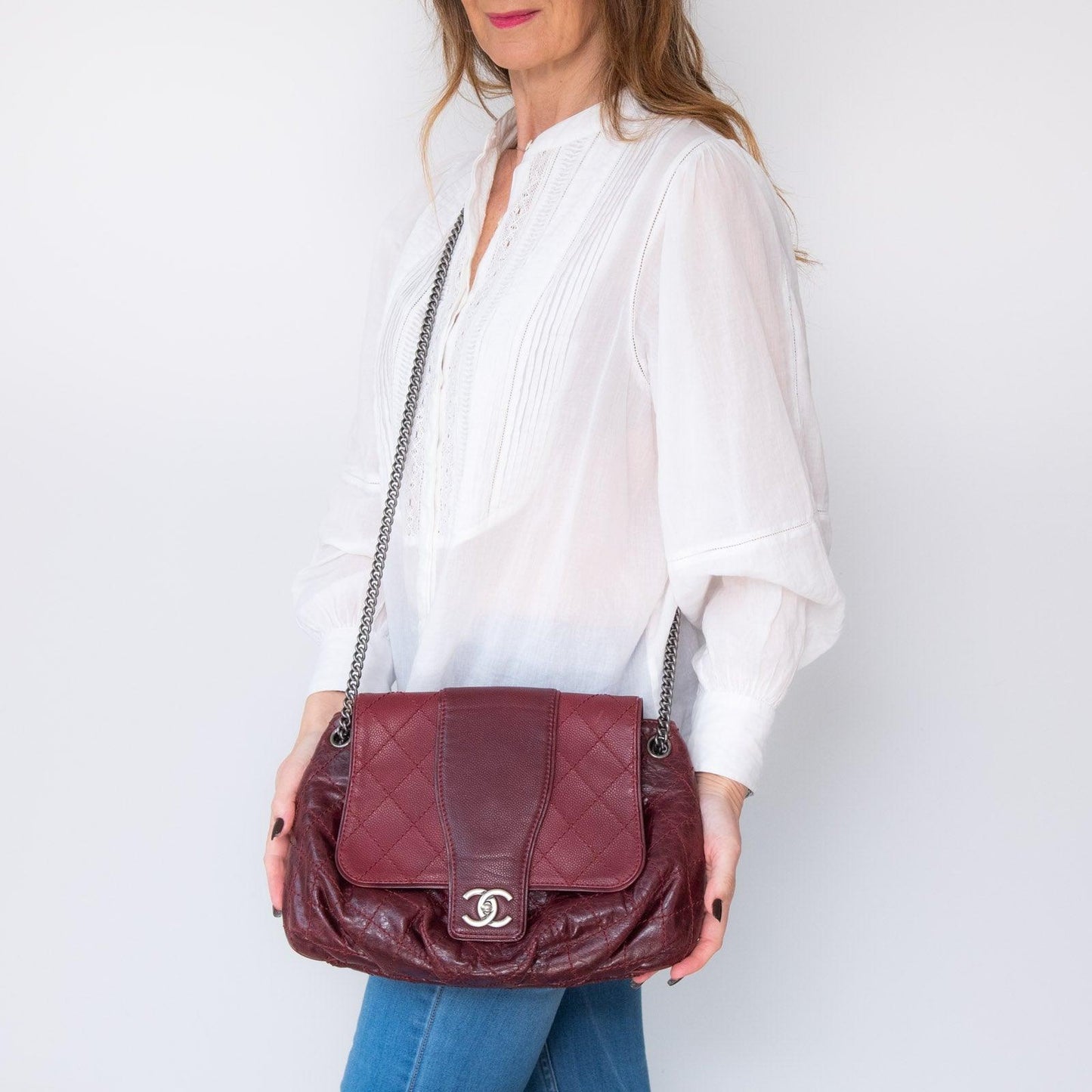 Chanel Burgundy Accordion Messenger Bag