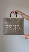 Fendi Medium Embossed Sunshine Shopper Leather Tote Bag
