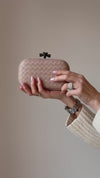 Bottega Veneta Blush Intrecciato Leather Knot Clutch Bag