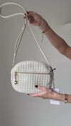 **UNUSED** Celine White Quilted Calfskin Leather C Charm Camera Bag