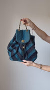 Chanel Blue Chevron Patchwork Coco Cuba Backpack