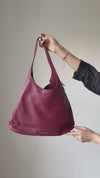 Prada Burgundy Cervo Zip Around Hobo Bag
