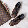 Louis Vuitton Front Row Brown Monogram Leather Trainer Size 38.5 - EVEYSPRELOVED